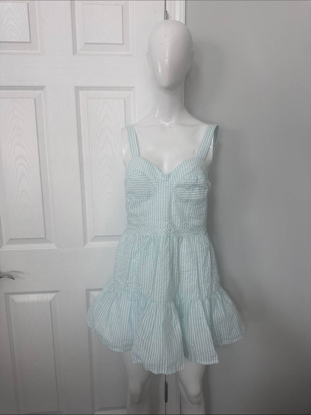 BB Dakota Light Blue Seersucker Sundress
